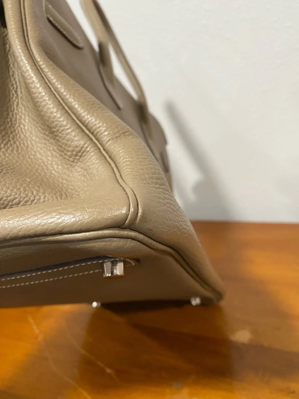 Taupe Leather Top-Handle Satchel - Picture 12 of 15